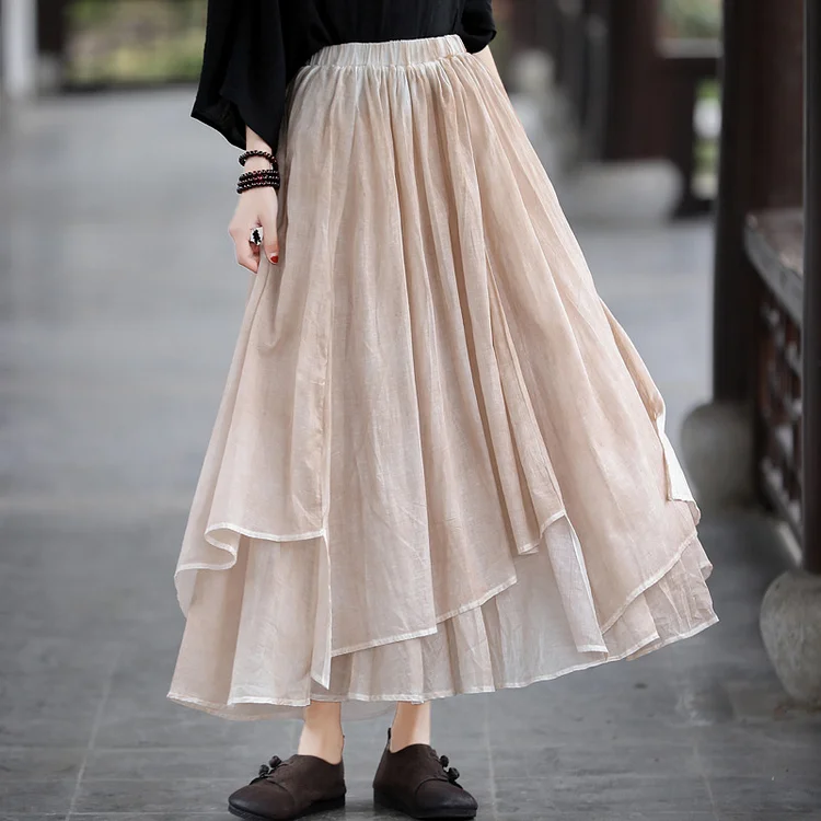 Original Cotton Linen High Waist Skirt