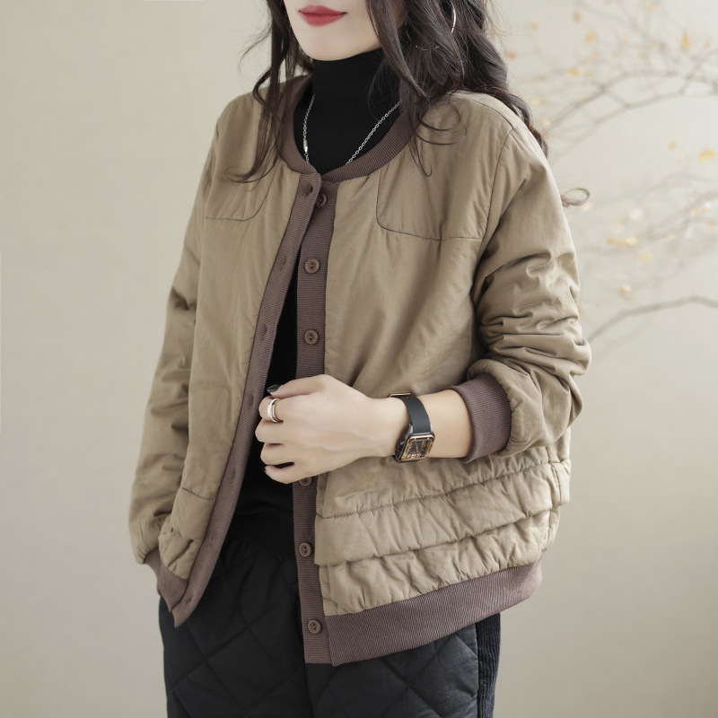 Classic Color Blocking Round Neck Jacket