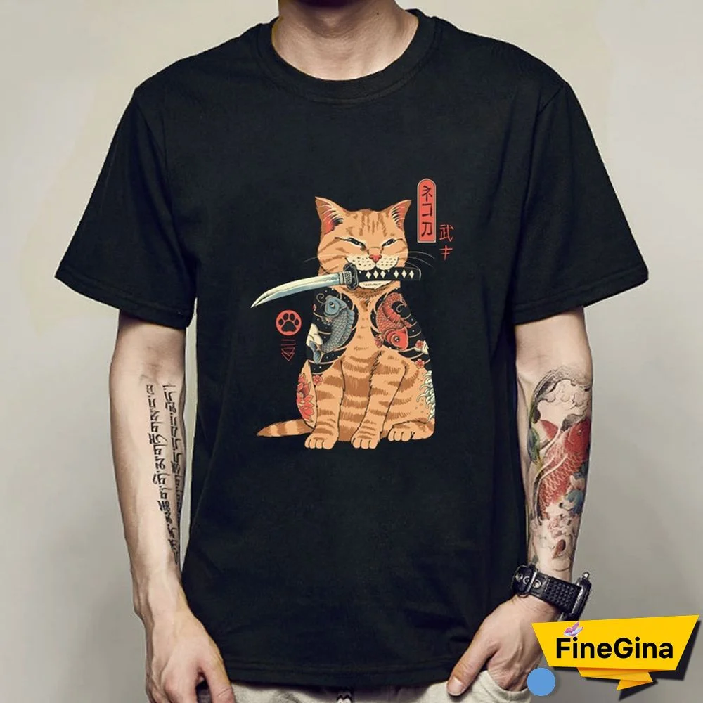 Men Cat Print Casual Short Sleeve T-Shirt