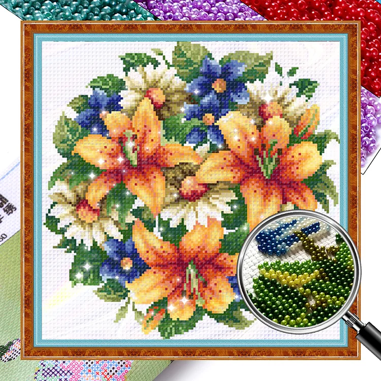 Flower- 9CT Bead Embroidery Cross Stitch(Partial Embroidery)