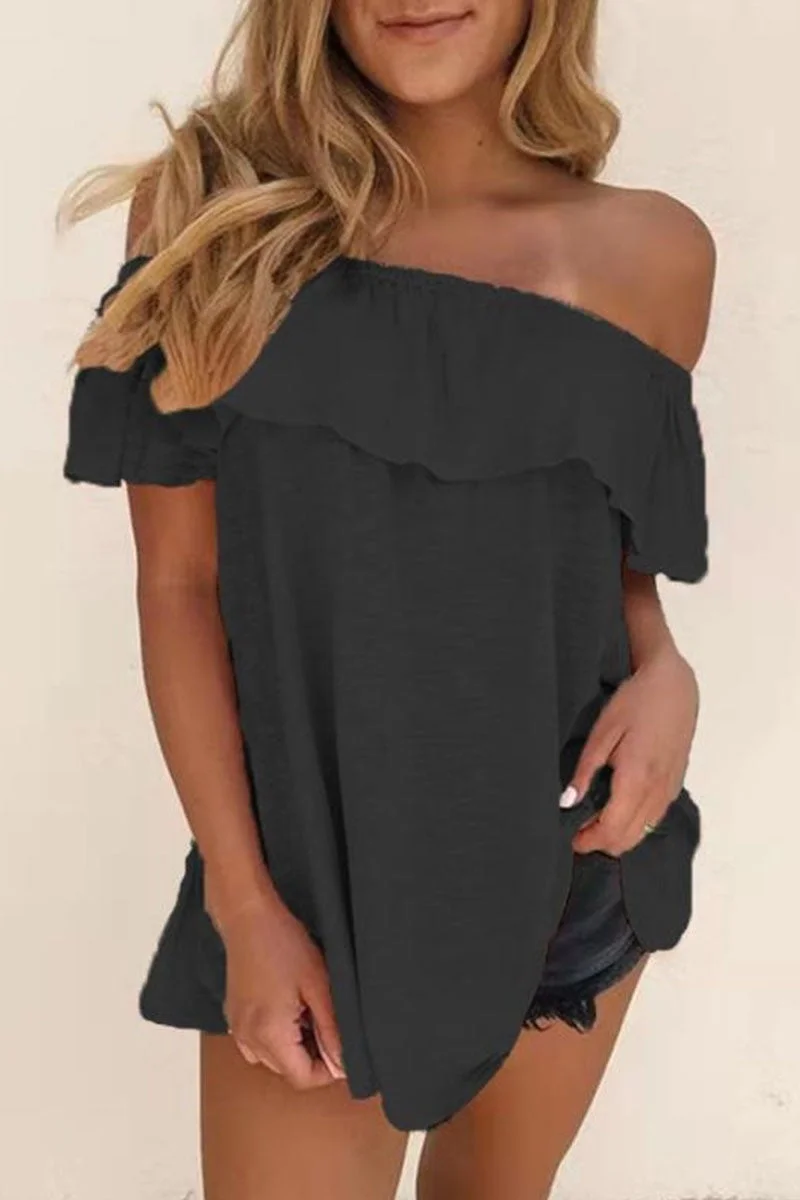 Casual Solid Off the Shoulder T-Shirts(7 Colors)