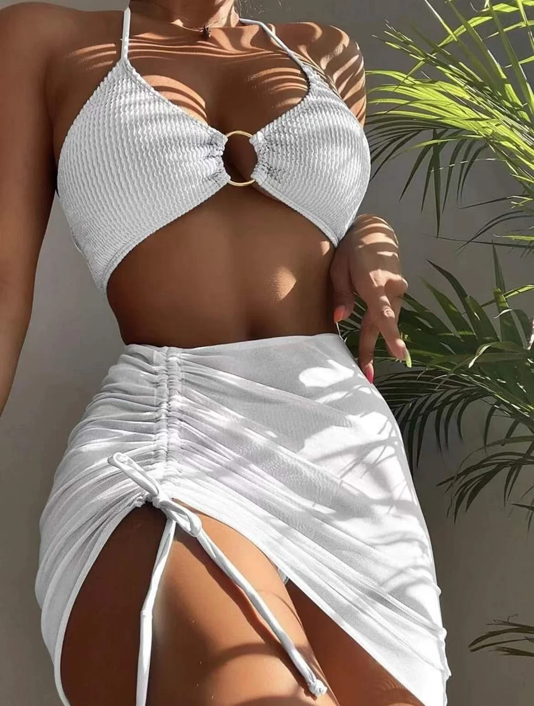 Brownm Brownm Female Multi-Color Sexy Skirt Hanging Neck Three-Piece Split Swimsuit Bikini Bikini