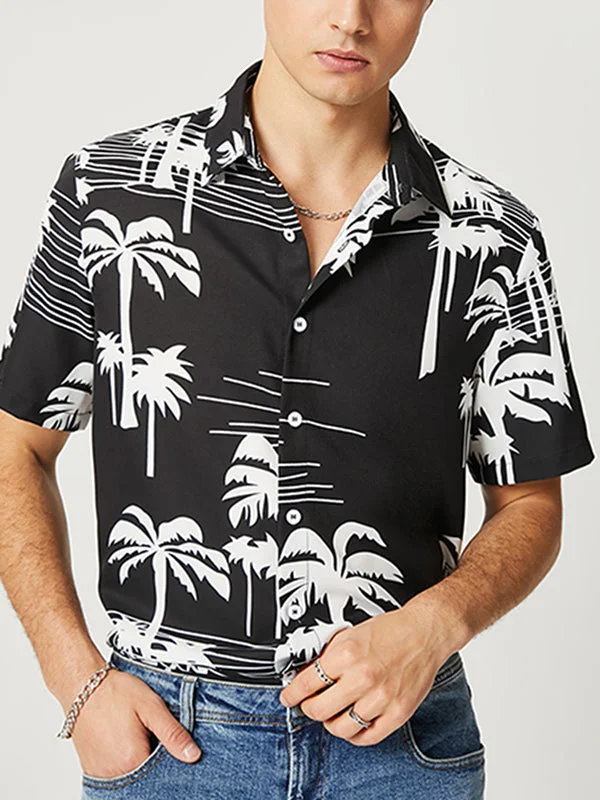 Aonga - Mens Beach Style Coconut Print ShirtJ