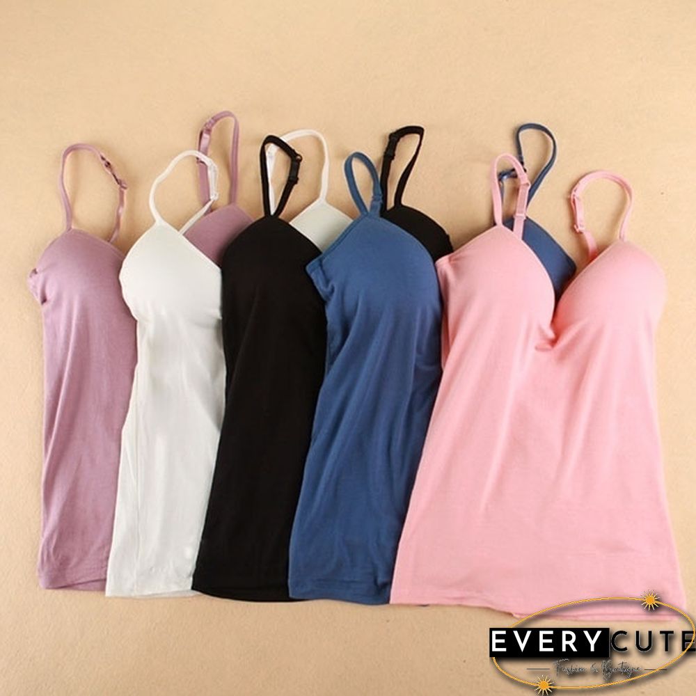 Womens Padded Bra Tops V Neck Camisole Straps Push Up Bra Vest Tank