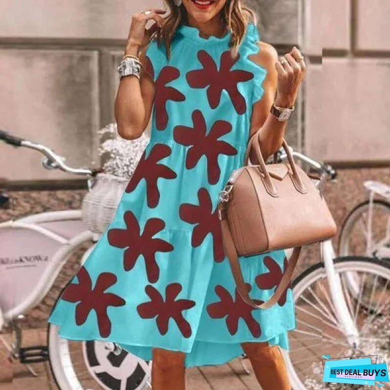 Elegant Butterfly Sleeveless Mini Dress Summer Colorful Dot Print Women Beach Sundress Retro Casual O-Neck Party Dress Vestidos