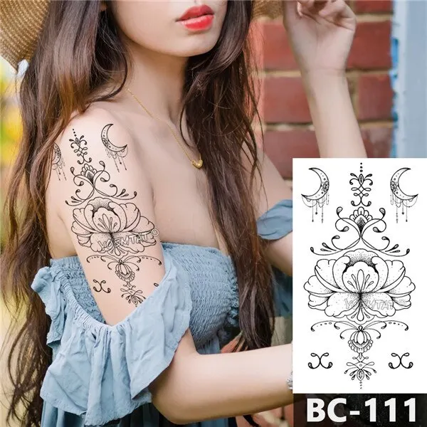 1 Sheet Chest Body art Tattoo Temporary Waterproof tattoo Jewelry Lace Decal Waist Art Tattoo Sticker for Women