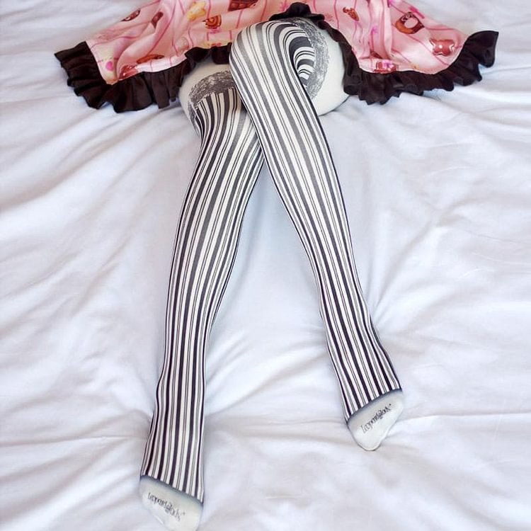 Gothic Punk Lolita Garter Striped Tights Socks SP178849