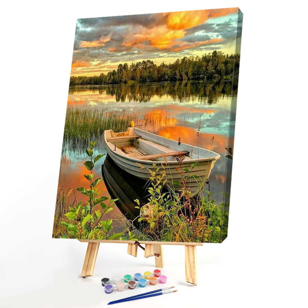 

30*40CM Paint By Numbers-River Boat, 501 Original