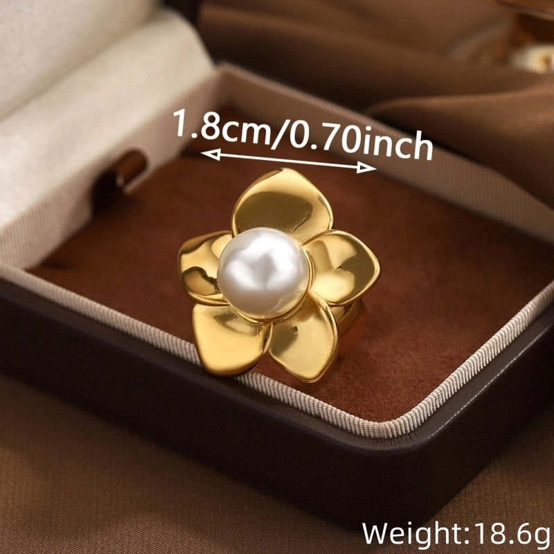 Classic Style Flower 316L Stainless Steel  Open Rings