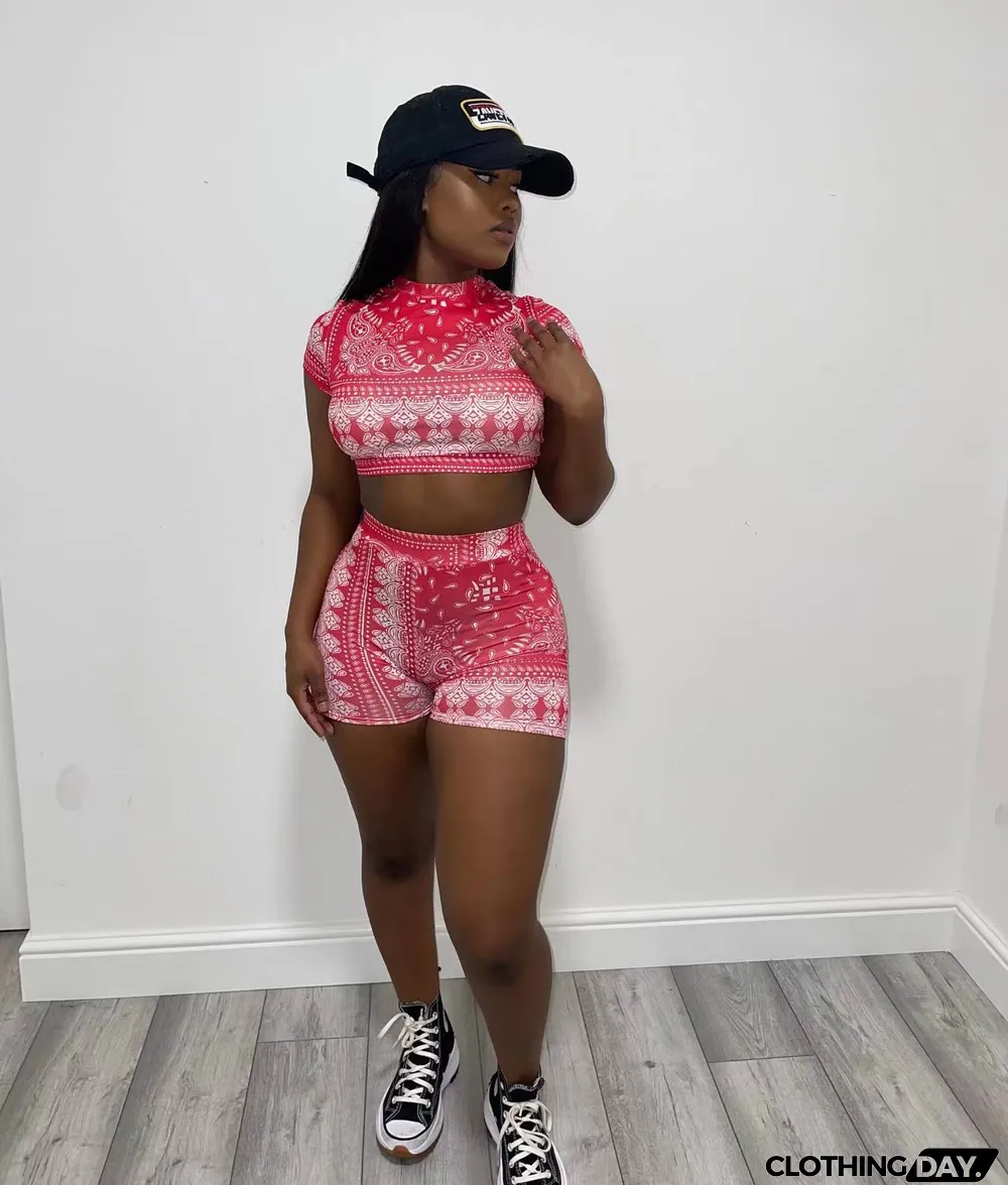 Ladies Fashion Sexy Print Low Back Two Piece Ladies