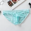 Men sexy ultra-thin striped ice silk briefs