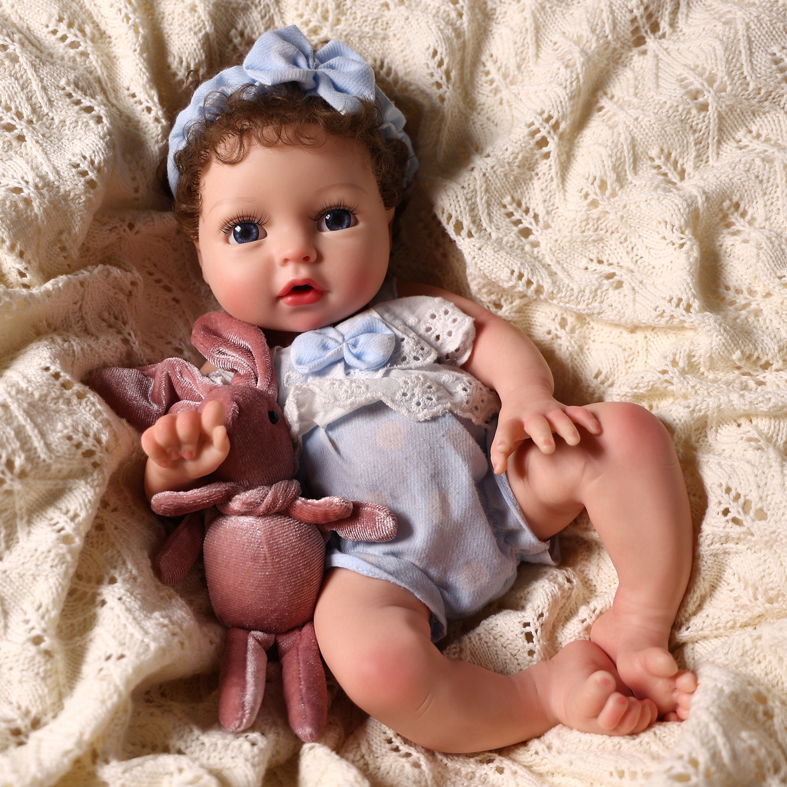 Babeside Terry 12" Full Silicone Reborn Baby Blue Suit Girl