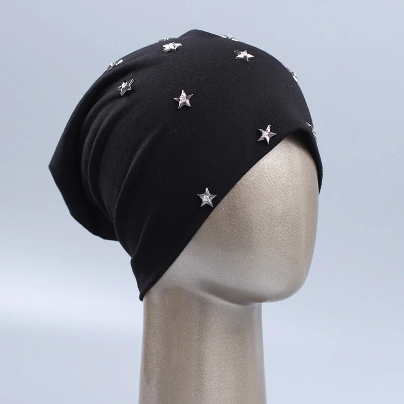 Women Cotton Beanie Geebro, Beanie Women Rhinestone