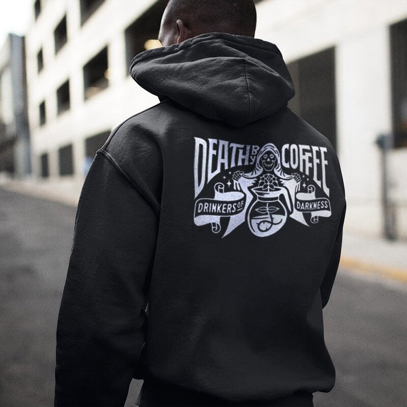 UPRANDY Death By Coffee Drinkers Of Darkness Skeleton Printed Hoodie -  UPRANDY