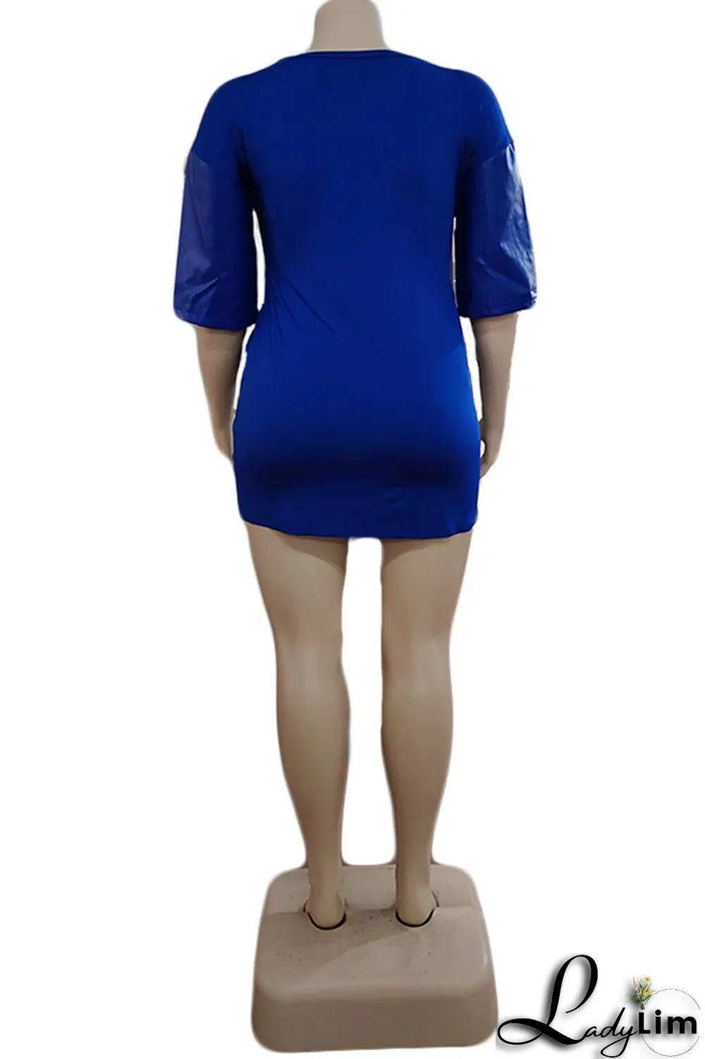 Black Fashion Casual Plus Size Letter Print Split Joint O Neck Short Sleeve Dress