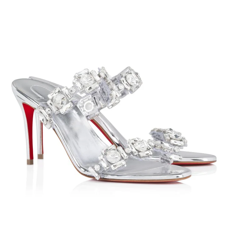 100mm/80mm Rhinestone Red Bottom Stilettos High Heel Sandals  VOCOSI VOCOSI