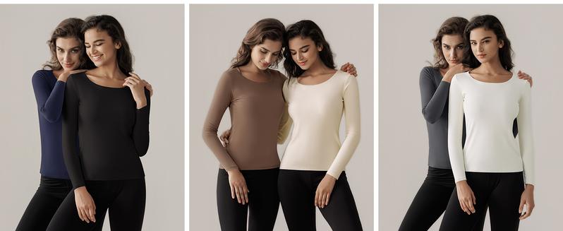Women Long Sleeve Thermal Shirt Fleece Lined Undershirt Ultra Soft Base Layer Tops for Women Cold Weather
