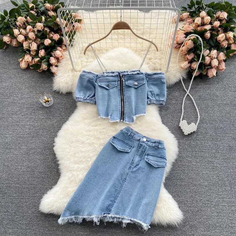 Chic Denim Two-Piece Set P10745