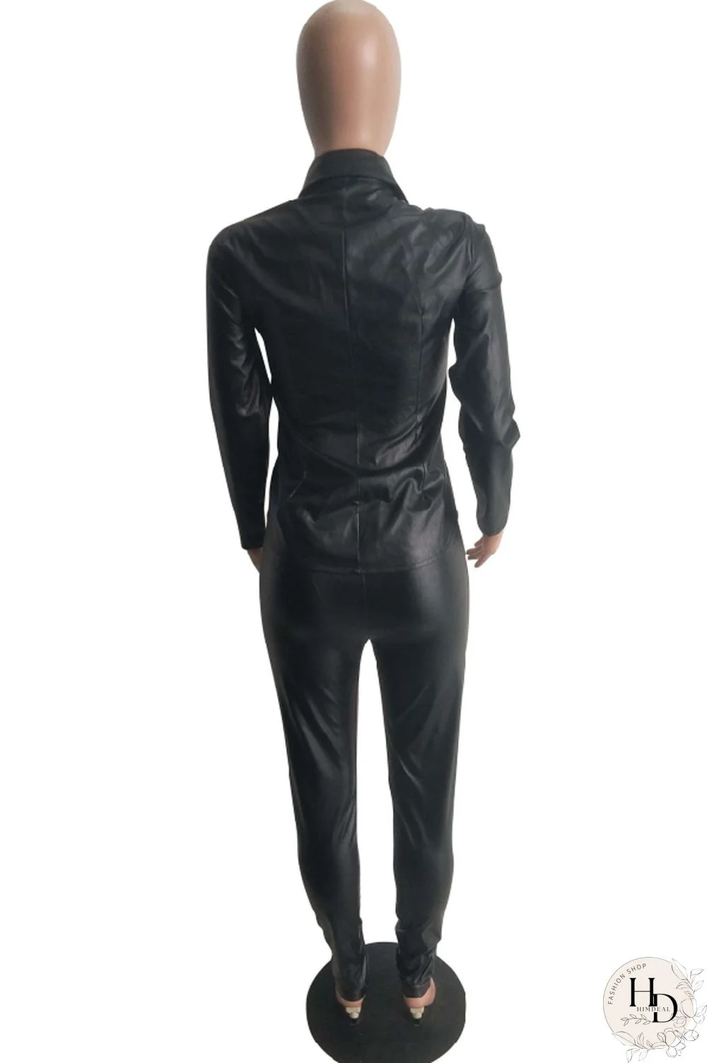 Wine Red Elastic Fly Long Sleeve Mid Print Patchwork pencil Pants