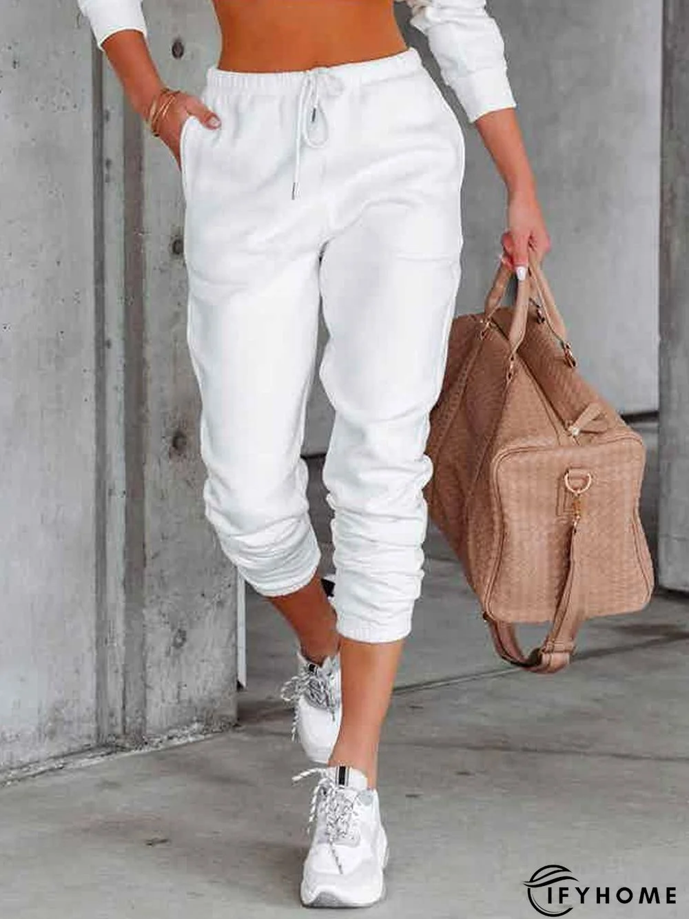 Women's Weekend Loose Plain Pocket casual Sporty pants | IFYHOME