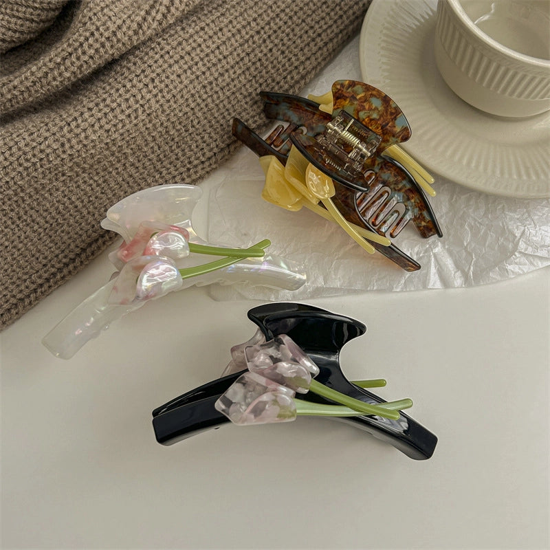 Elegant Minimalist Women’s Flower Acetic Acid Sheets Hair Claws