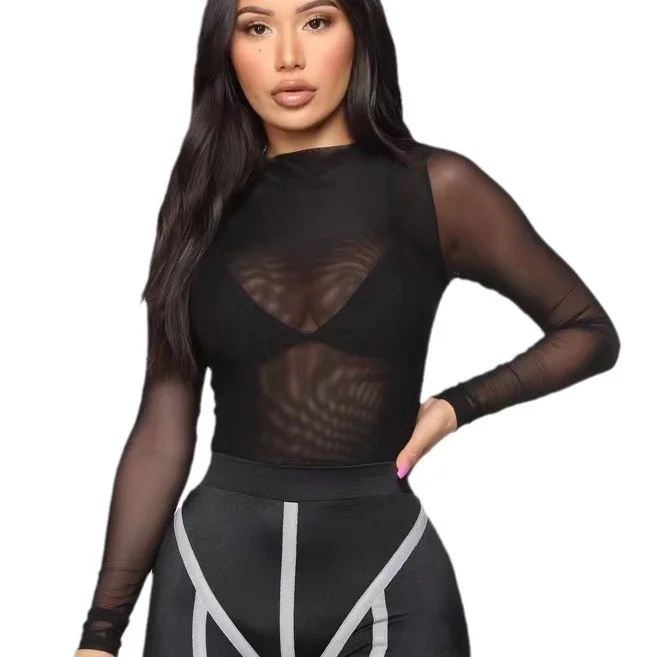 Churchf 2023 Summer Sexy Tight Body Bottoming Bikini Seduction Network Long-Sleeved Beach Party Swimsuit