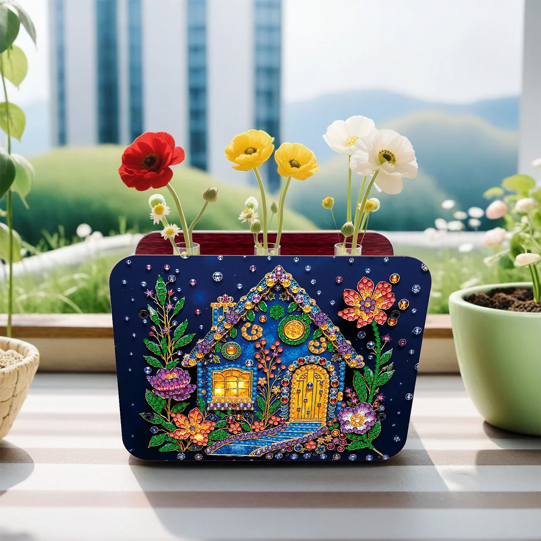 Gem House DIY Diamond Painting Wooden Tube Vase for Adults Gift Idea Home Decor