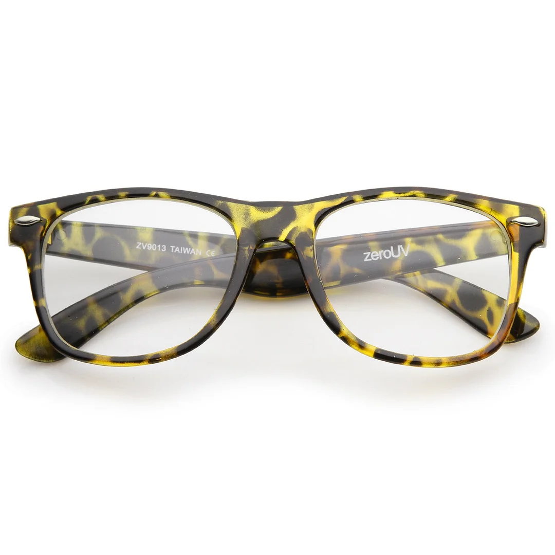 Retro Wide Temple Clear Lens Horn Rimmed Eyeglasses 54mm