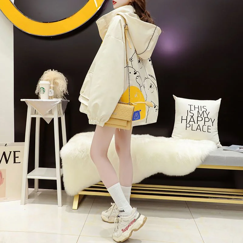 Loose Hooded Casual Net Red Fried Street Spring Summer 2021 New Fashion Prevent Bask In Clothes Female Student Women's Jackets