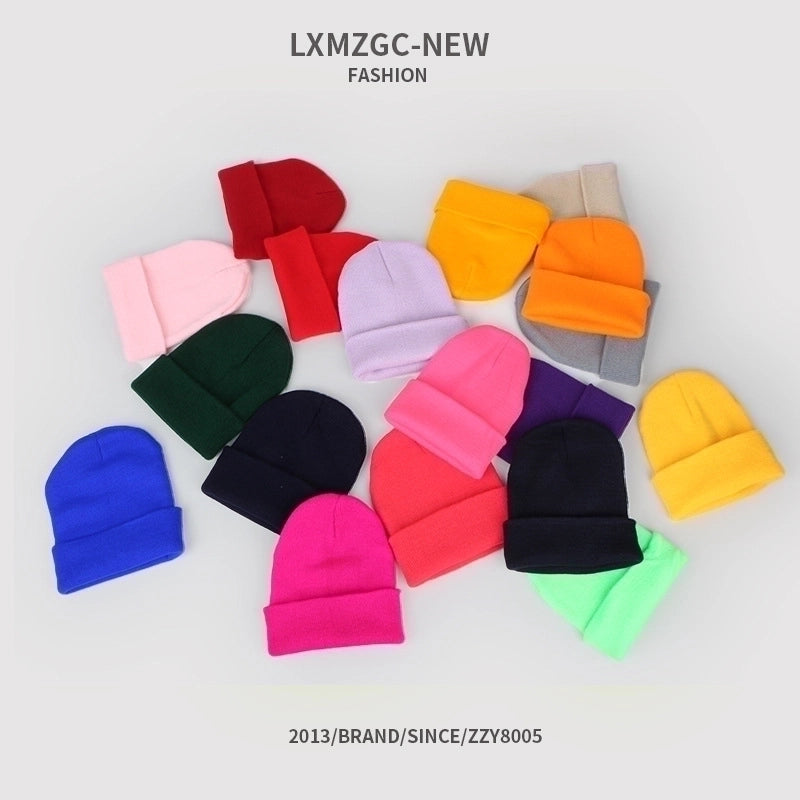 Pure Color Double-layer Warm Korean Style Knitted Hat