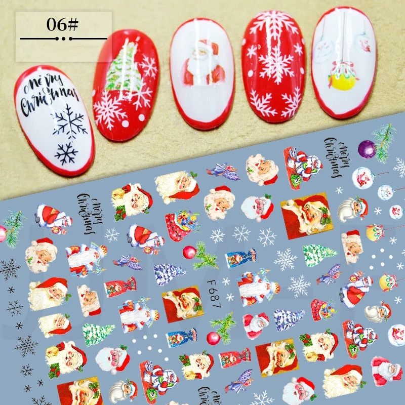 3D Christmas Nail Art Decoration Stickers Sparkly Gold White Colorful Glitter Geometry Snowflake Winter Slider Nail Foils-Nail Inspo