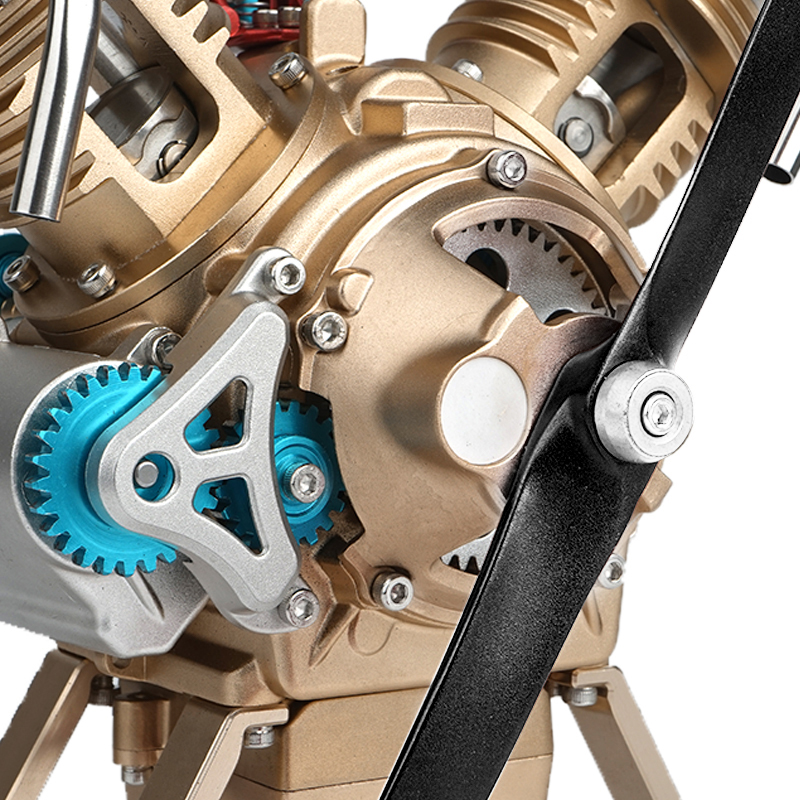 Mini DIY Engine Model Toy, Full Metal Assembling V2 Double Cylinder Car