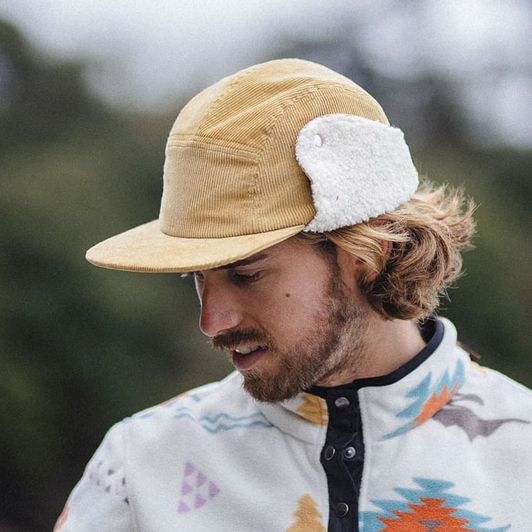 Men's lambswool lined ear protector hat