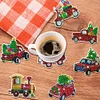 10pcs/set DIY Diamond Art Halloween Art Diamonds Coaster with Holder Kits (Christmas Car)