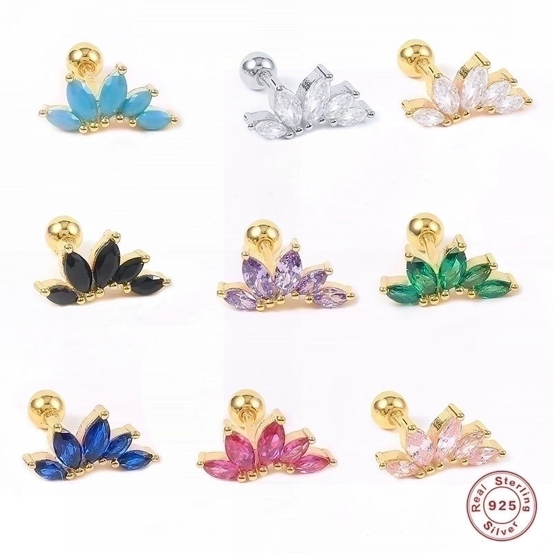 1 Piece Silver Zircon Geometric Ear Studs