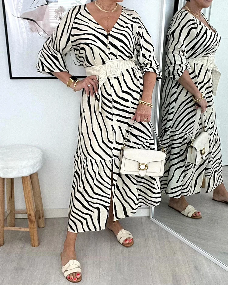 Zebra Print Slit Dress