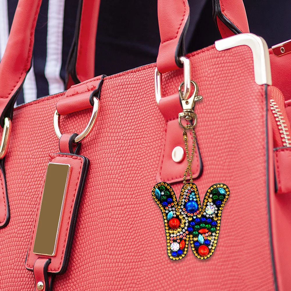 DIY Alphabet Key Chain Diamond Painting Letters Women Bag Keyring Pendant Gift(A-Z)