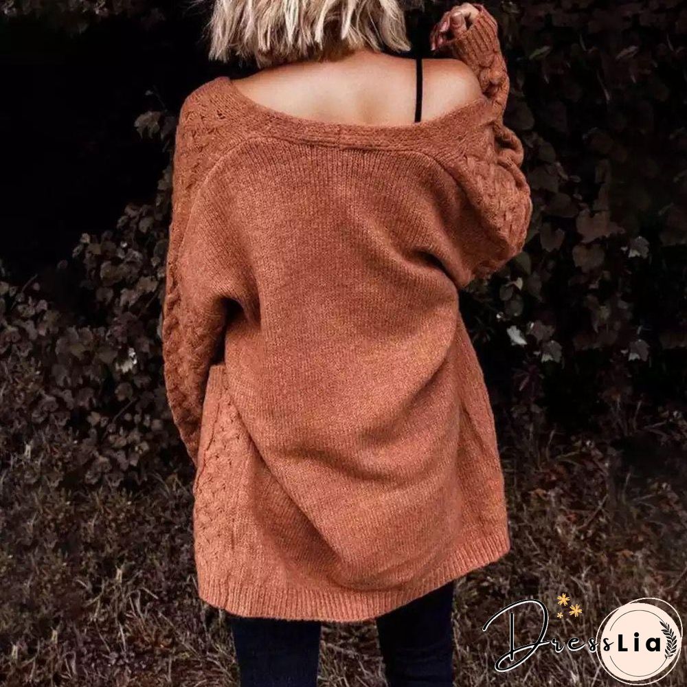 Hollow Loose Pocket Knitting Outerwear