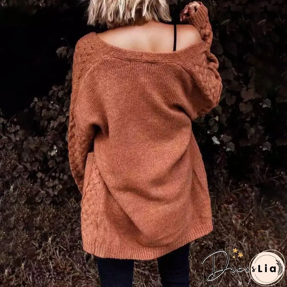 Hollow Loose Pocket Knitting Outerwear