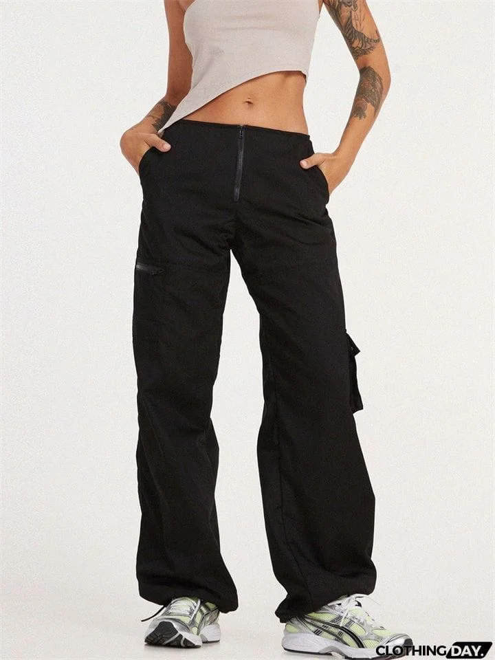 Women’s Multi Pockets High Waist Straight Leg Street Cargo Pants