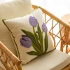 French Style Tulip Floral Embroidery Home Living Creative Cushion Pillow Cover