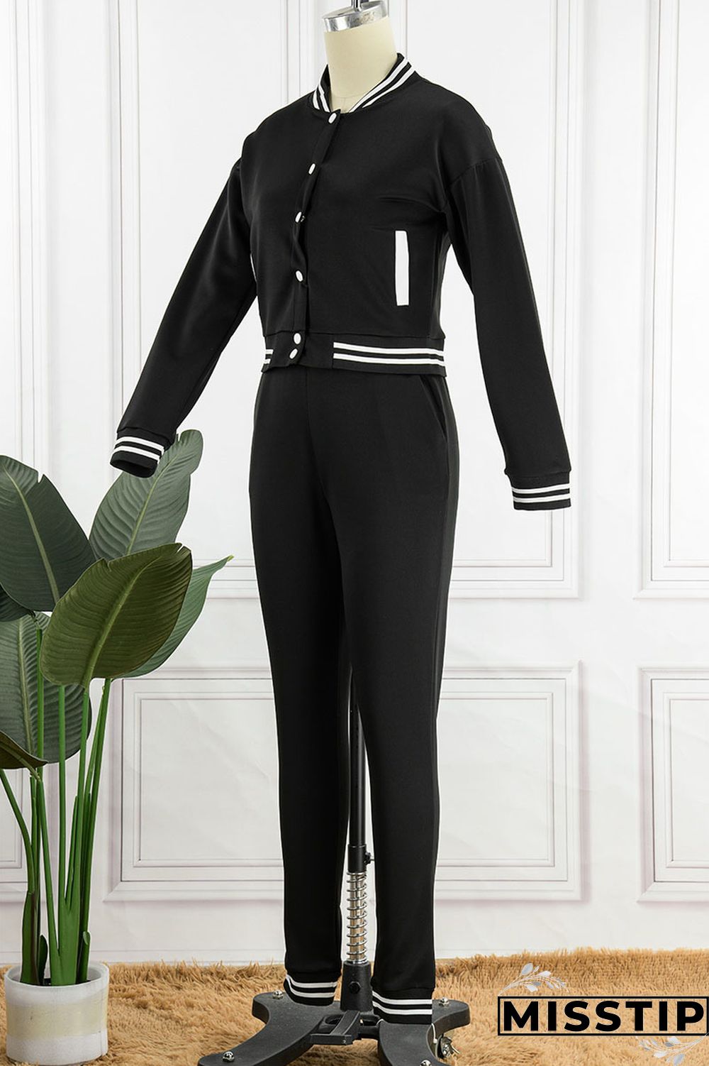 Green Casual Solid Patchwork Buckle Long Sleeve Two Pieces