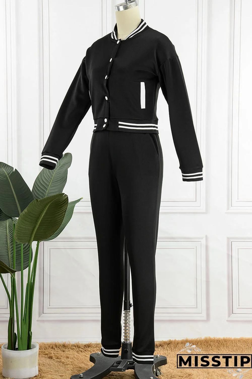 Green Casual Solid Patchwork Buckle Long Sleeve Two Pieces