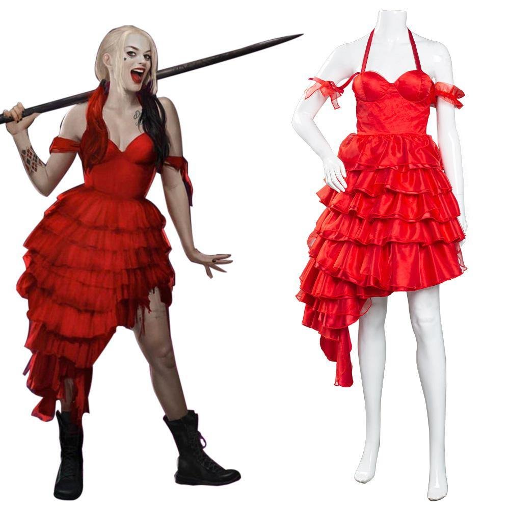 Suicide Squad 2 Harley Quinn rot Kleid Cosplay Kostüm Halloween Karneval Kostüm