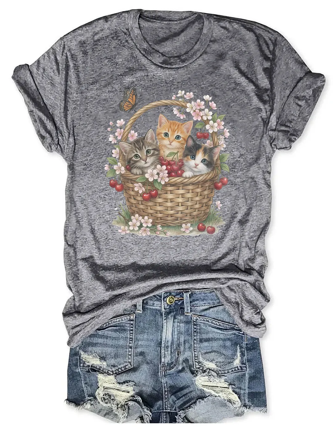 Cottagecore Floral Cute Kittens T-shirt