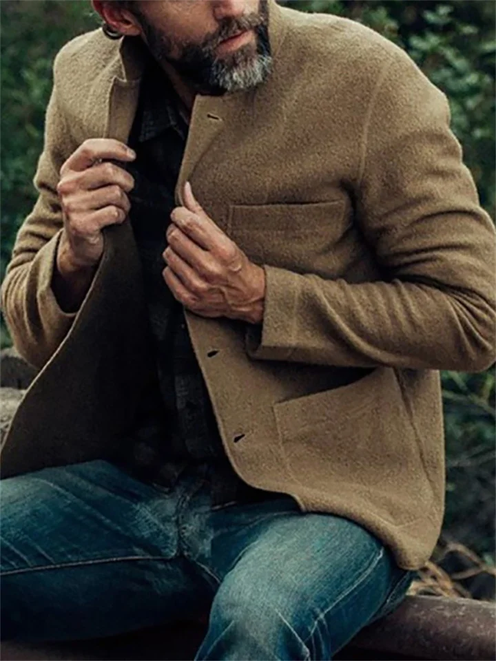 Men's Fashion Casual Solid Color Jacket Coat