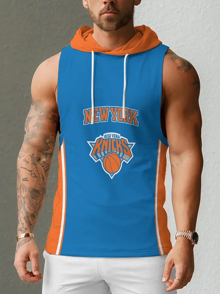 New York Knicks Men's Casual Comfy Sleeveless Hooded Tank Top