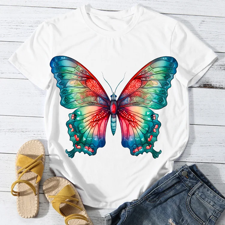 Stunning Butterfly  Women Round Neck T-shirt BSTCA0020