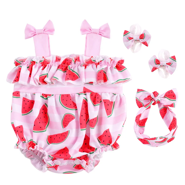 17"-20" Pink Watermelon 3 Pcs Set Clothing Accessories for Reborn Baby Girls