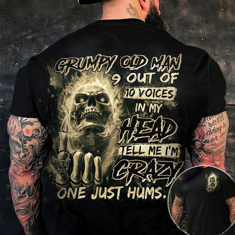 One Just Hums Fire Skull Full Print Men's Short Sleeve T-Shirt